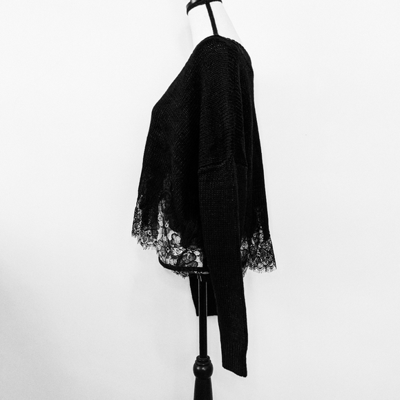 🌟LAST 1🌟NWT Storia Black Lace Hem Sweater - Picture 4 of 5